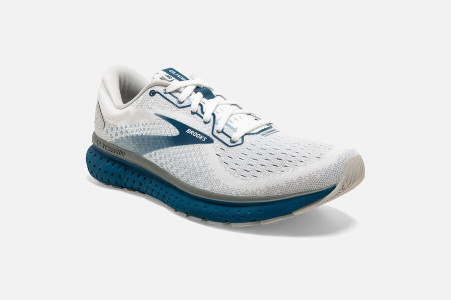 Brooks Glycerin 18 Road Löparskor Herr - Vita/Blå - 8523-NKLYT